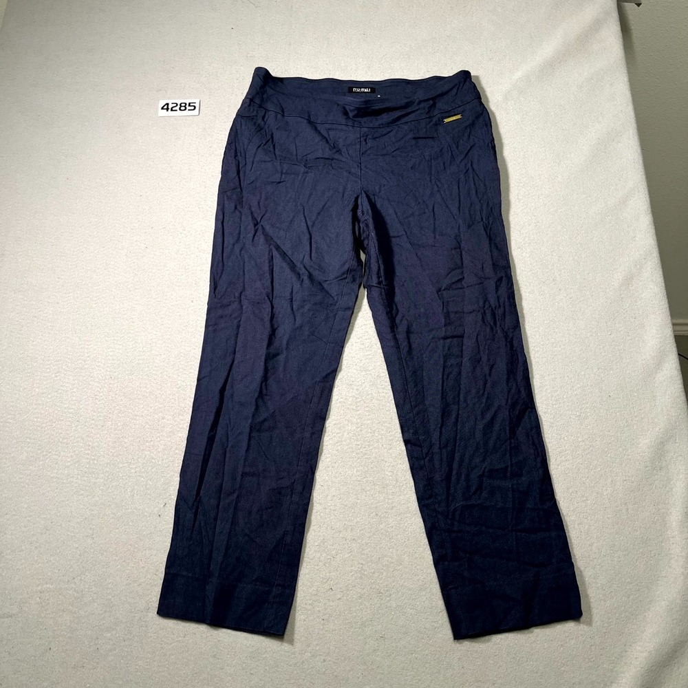 Roz & Ali Dress Pants Womens 16 Navy Blue Elastic‎ Waist Pull On Formal Oxford